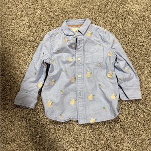 Mini Boden Blue Button Down Shirt Long Sleeve Cotton